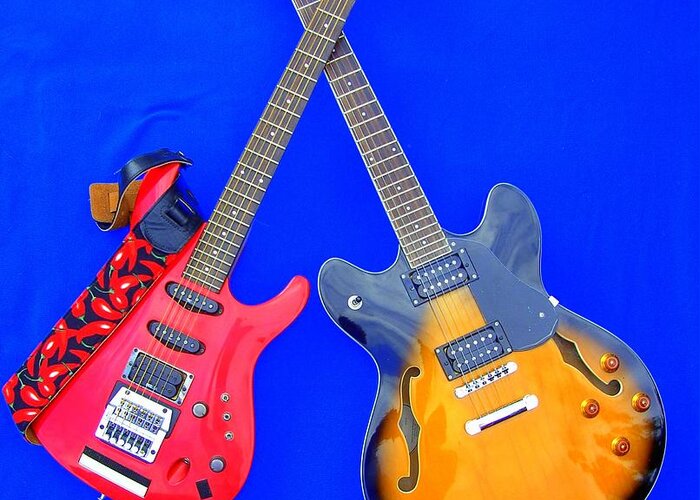 Electric Greeting Card featuring the photograph Double Heaven - Guitars at Rest by Steve Kearns