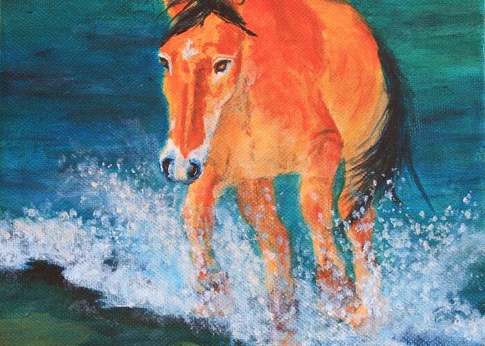 Horse Greeting Card featuring the painting Gullivers Gallivant by Wendi Curtis