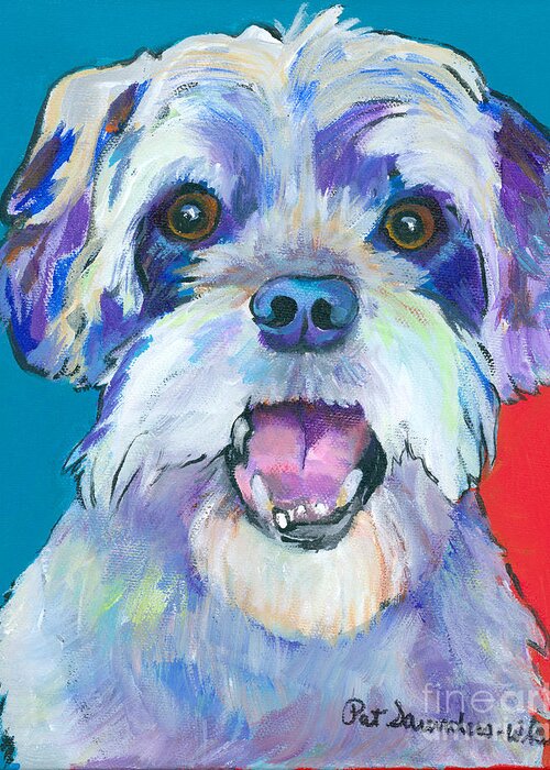 Custom Pet Portraits Greeting Card featuring the painting Gus by Pat Saunders-White