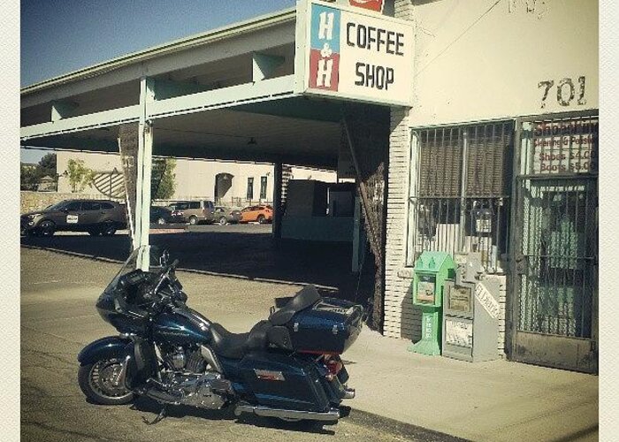 Harley Greeting Card featuring the photograph H and H Cafe El Paso Texas by Glen Abbott
