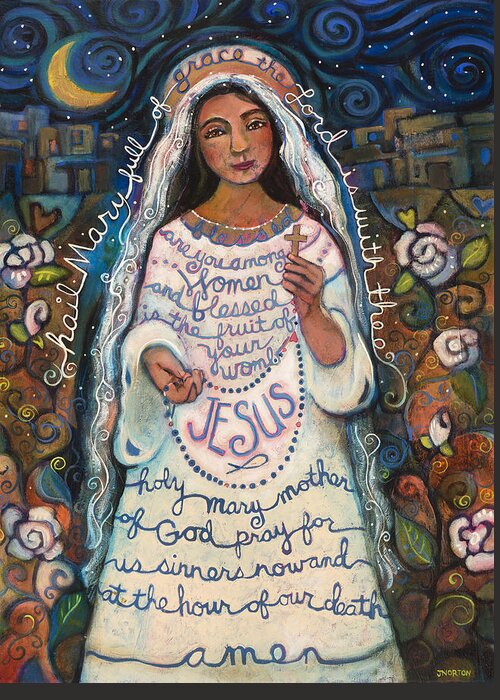 Jen Norton Greeting Card featuring the painting Hail Mary by Jen Norton
