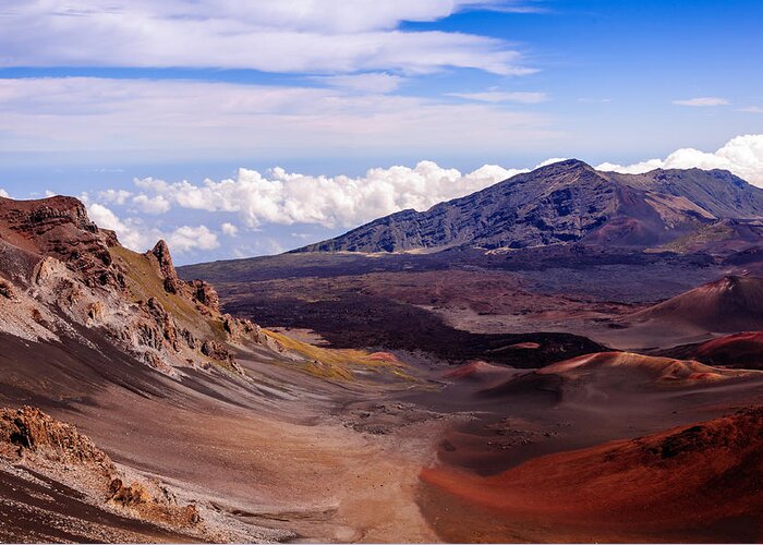 Crater Greeting Card featuring the photograph Haleakala crater by John Johnson