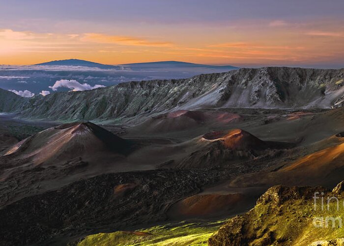 Haleakala National Park Greeting Card featuring the photograph Haleakala Crater Sunrise by Frank Wicker