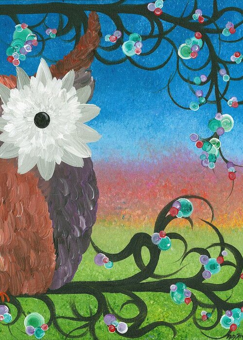 Owls Greeting Card featuring the painting Half-a-Hoot 04 by MiMi Stirn