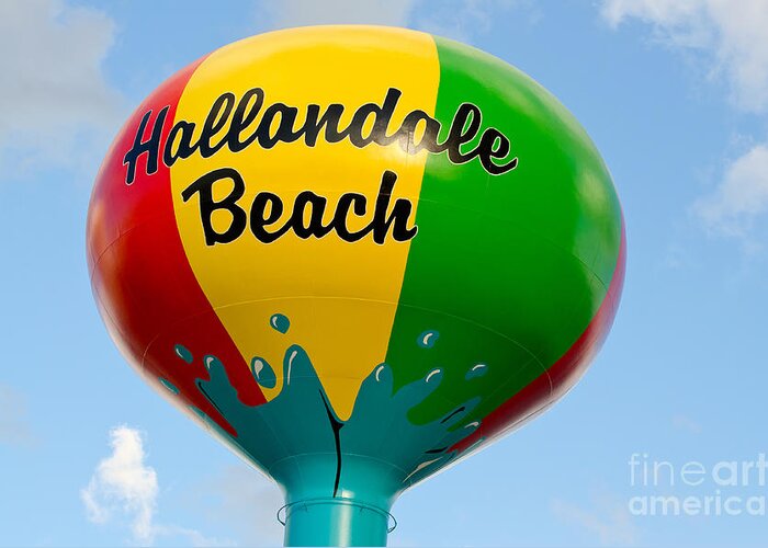 Hallandale Greeting Card featuring the photograph Hallendale Beach Water Tower by Les Palenik