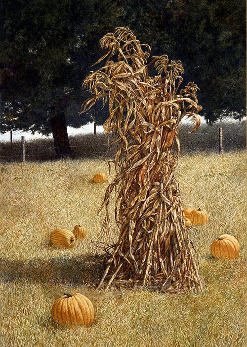 Landscape Greeting Card featuring the painting Halloween by Tom Wooldridge