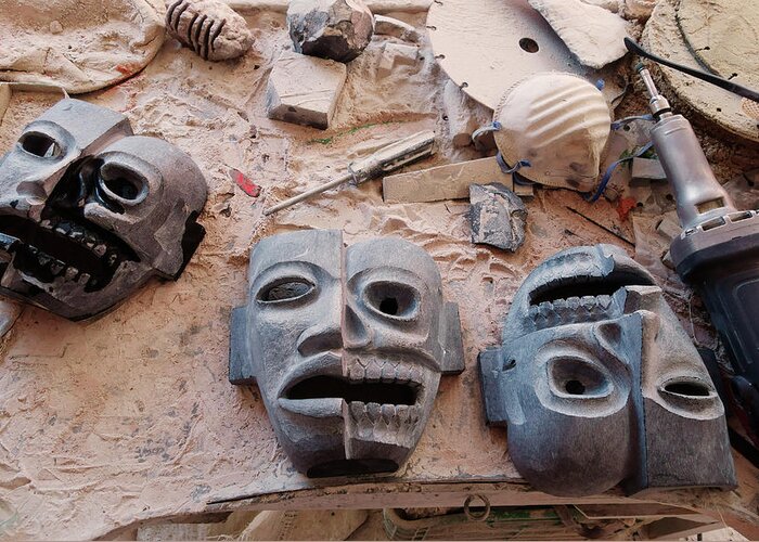Latin America Greeting Card featuring the photograph Hand Carved Masks by Russell Monk