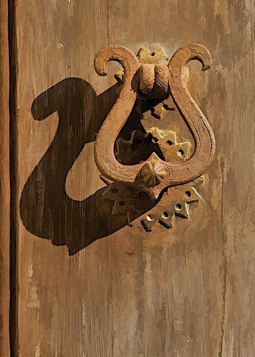 Canvas Greeting Card featuring the photograph Hand Forged Iron Door Handle II by David Letts