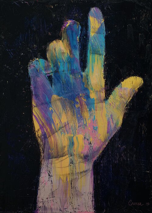 Pop Art Greeting Card featuring the painting Hand by Michael Creese