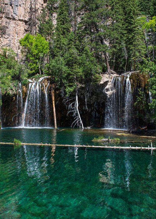 Hanging Greeting Card featuring the photograph Hanging Lake Vertical Panorama by Aaron Spong