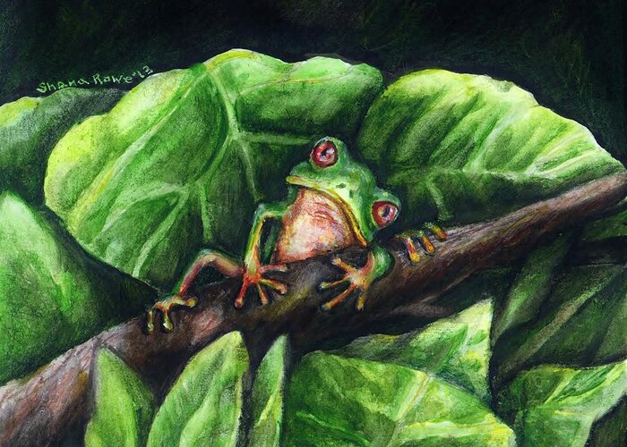 Frog Greeting Card featuring the painting Hanging Out by Shana Rowe Jackson