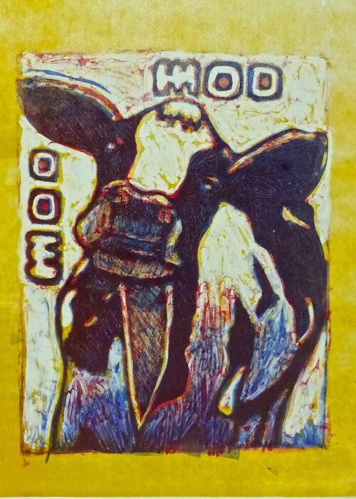 Cow Greeting Card featuring the mixed media Happy cow by Walt Maes