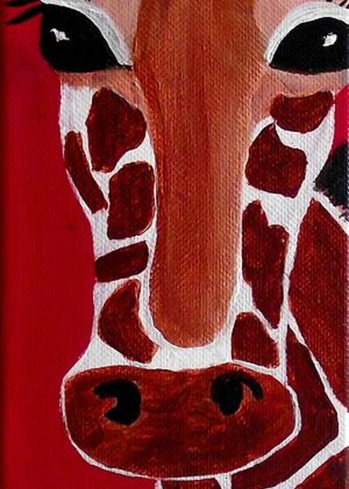 Giraffe Painting Greeting Card featuring the painting Happy Giraffe by Jayne Kerr 