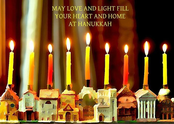 Hanukkah Greeting Greeting Card featuring the photograph Happy Hanukkah 5 by Fraida Gutovich