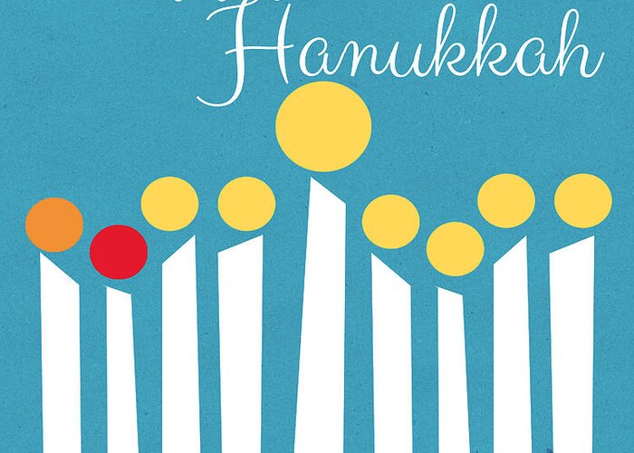 Menorah Greeting Card featuring the mixed media Happy Hanukkah Menorah Card by Linda Woods