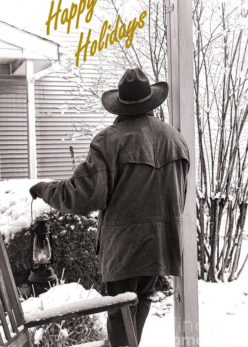 Happy Greeting Card featuring the photograph Happy Holidays Cowboy by Olivier Le Queinec