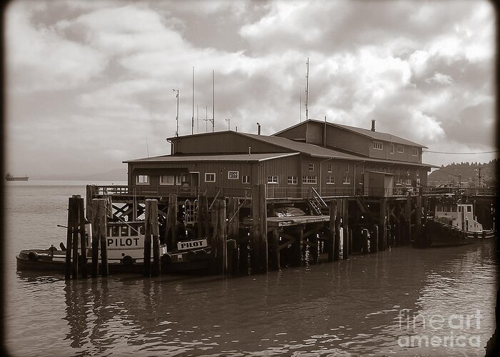 Harbor Greeting Card featuring the photograph Harbor Pilot House by Joel Leslie