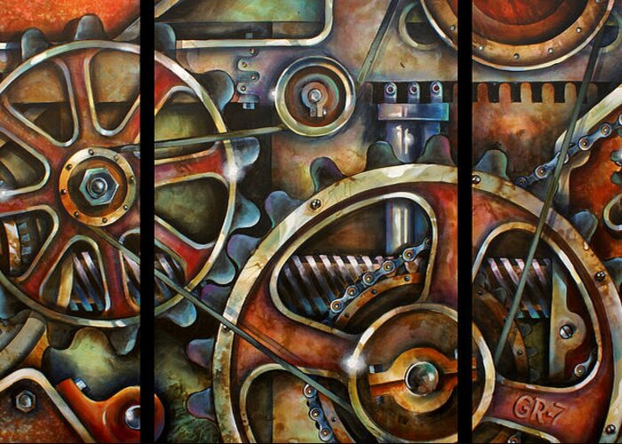 Mechanical Greeting Card featuring the painting Harmony 7 by Michael Lang