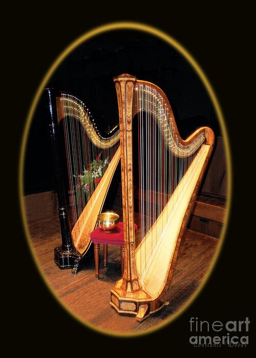 Harp Artwork Greeting Card featuring the photograph Harp and Bowl by Constance Woods