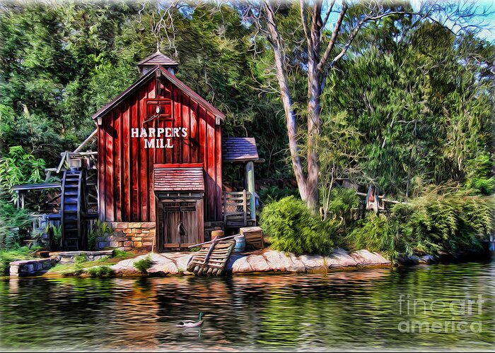 Harper's Mill Greeting Card featuring the photograph Harper's Mill - Digital Painting by Lee Dos Santos