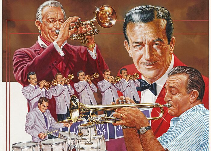 Portrait Greeting Card featuring the painting Harry James Trumpet Giant by Dick Bobnick