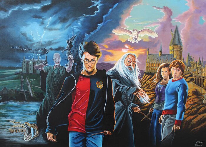 Harry Potter Greeting Card featuring the painting Harry Potter's World by Robert Steen