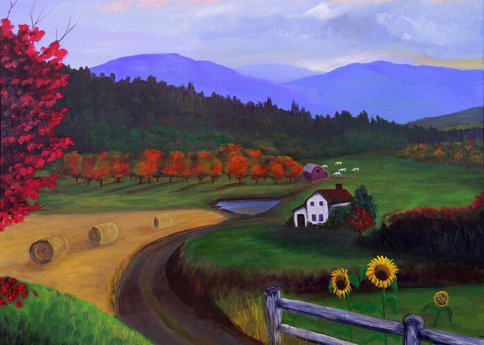 Autumn Greeting Card featuring the painting Harvest Time by Janet Greer Sammons