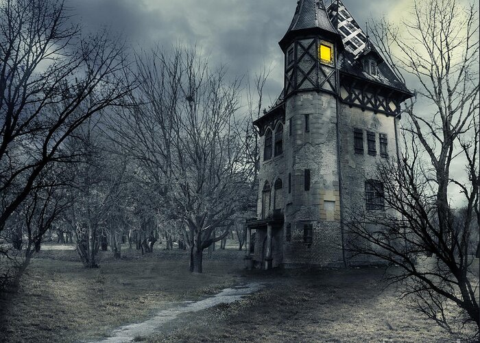 House Greeting Card featuring the photograph Haunted house by Jelena Jovanovic