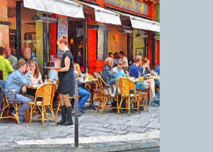 Restaurant Greeting Card featuring the digital art Having Lunch at a Parisian Cafe by Digital Photographic Arts