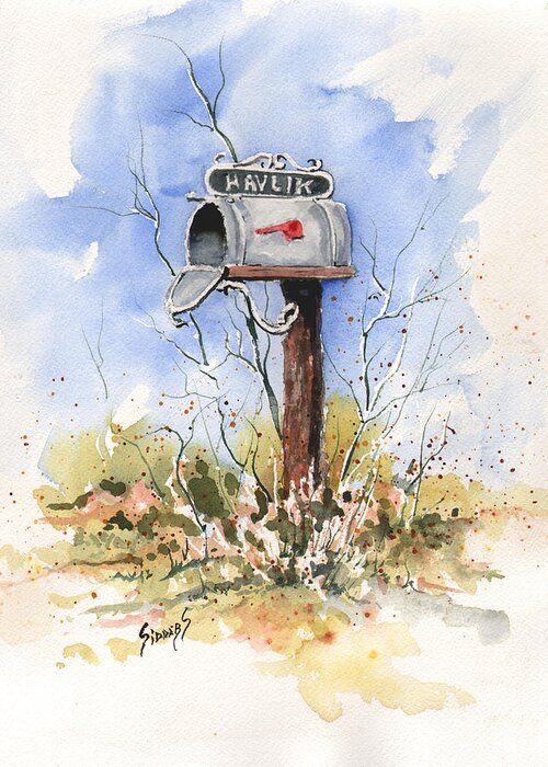 Mail Greeting Card featuring the painting Havlik's Mailbox by Sam Sidders
