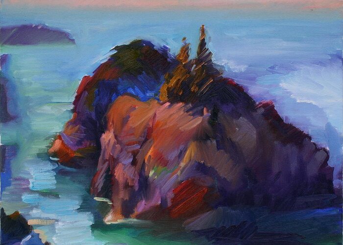 Ocean Greeting Card featuring the painting Haystacks Washington Coast by Gregg Caudell