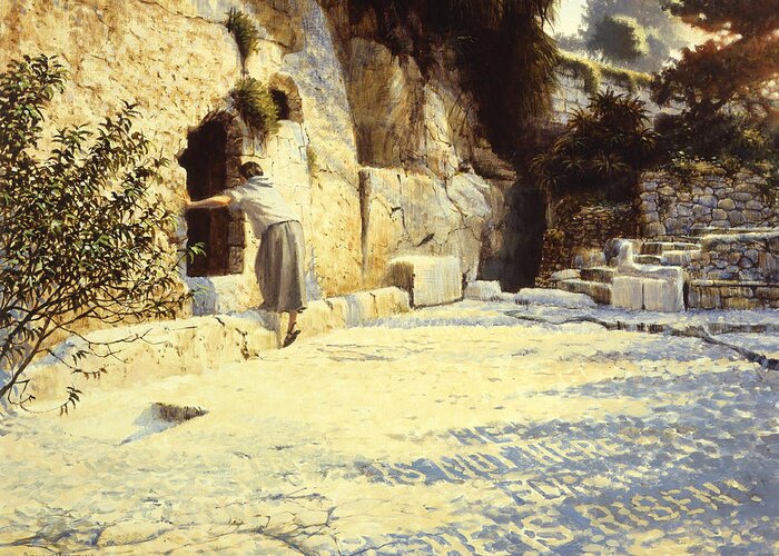 Jerusalem Greeting Card featuring the painting He is Risen by Graham Braddock