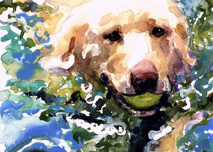 Water Retrieve Greeting Card featuring the painting Head Above Water by Molly Poole