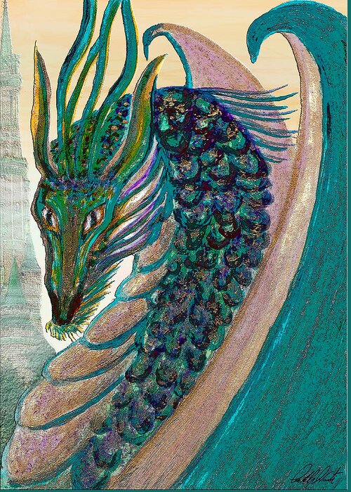 Dragon Greeting Card featuring the painting Healing Dragon by Michele Avanti