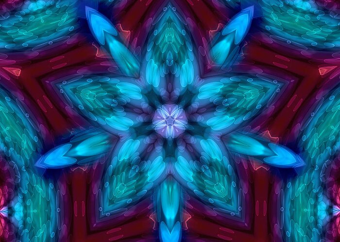 Kaleidoscopes Greeting Card featuring the digital art Heart Flower by Peggy Collins