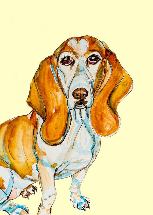 Dog Greeting Card featuring the painting Heart Headed Basset by Kelly Smith