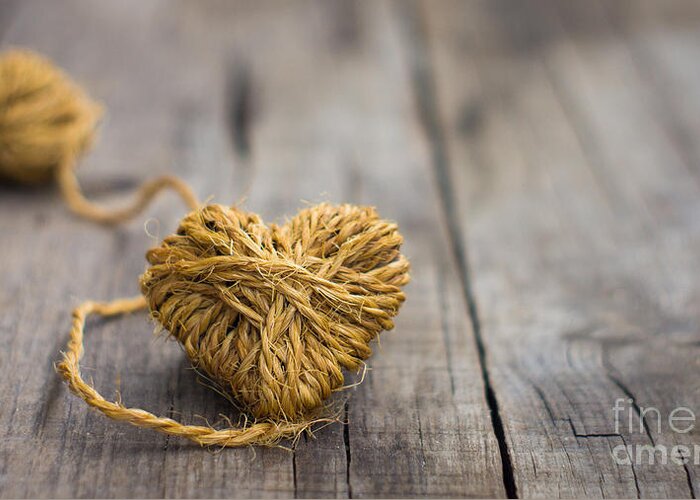 Heart Greeting Card featuring the photograph Heart out of string by Aged Pixel