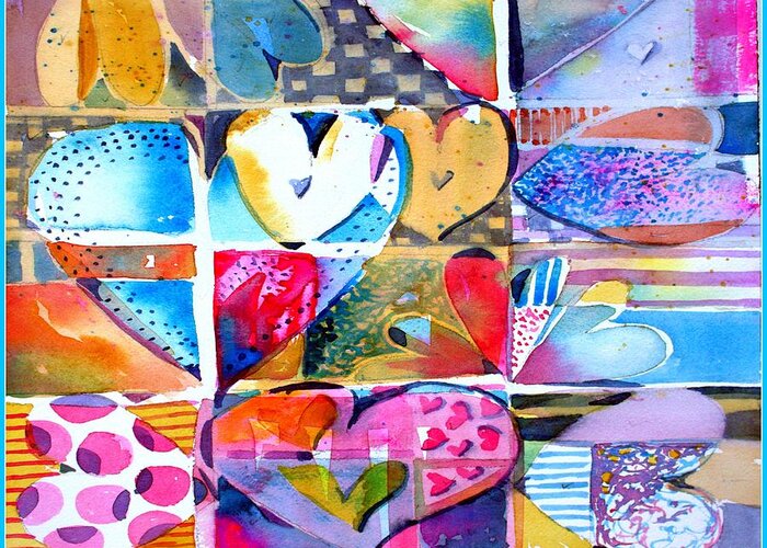 Valentine Greeting Card featuring the painting Heart Throbs by Mindy Newman