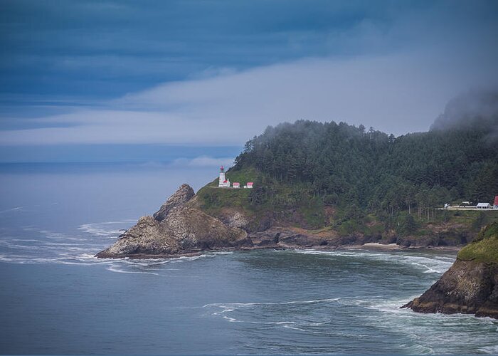 Carrie Cole Greeting Card featuring the photograph Heceta Head Lighthouse by Carrie Cole
