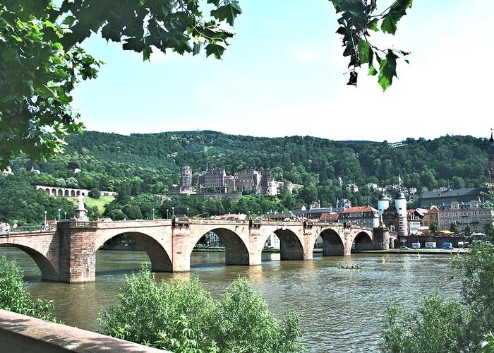 4122 Greeting Card featuring the photograph Heidelberg Schloss overlooking the Neckar by Gordon Elwell