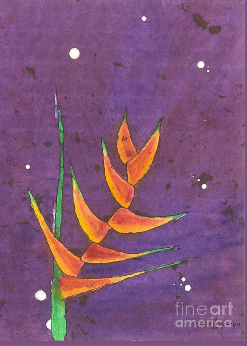 Heliconia Greeting Card featuring the painting Heliconia by Billinda Brandli DeVillez