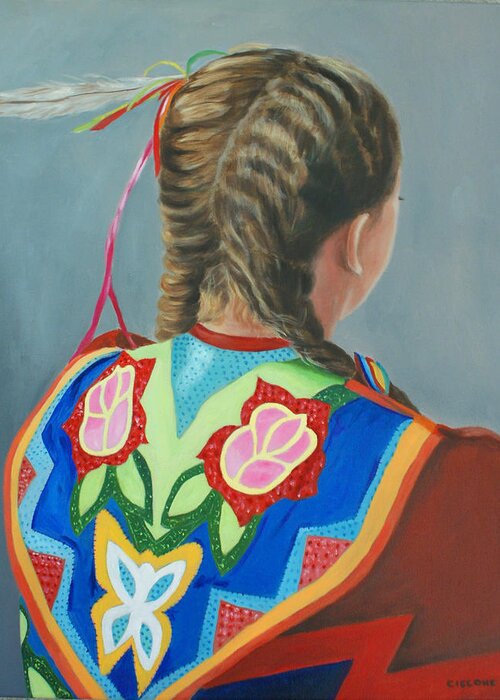 Native American Greeting Card featuring the painting Heritage by Jill Ciccone Pike