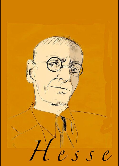 Hesse Greeting Card featuring the digital art Herman Hesse by Asok Mukhopadhyay