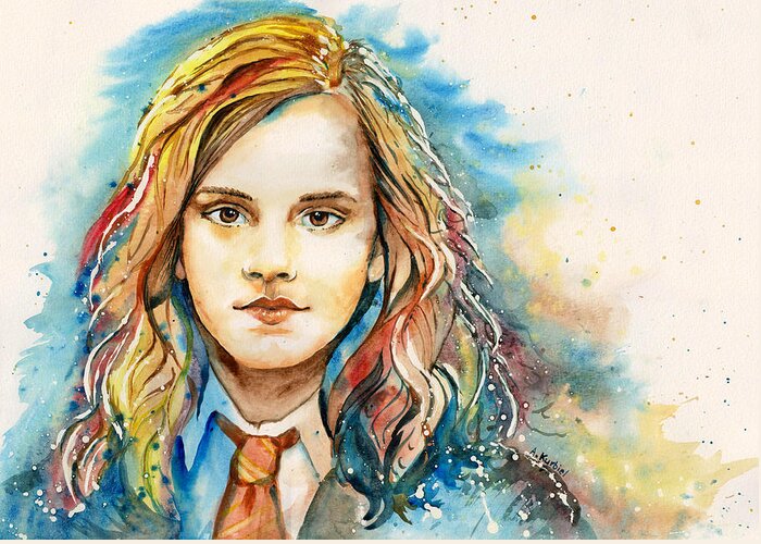 Hermione Greeting Card featuring the painting Hermione by Alina Kurbiel