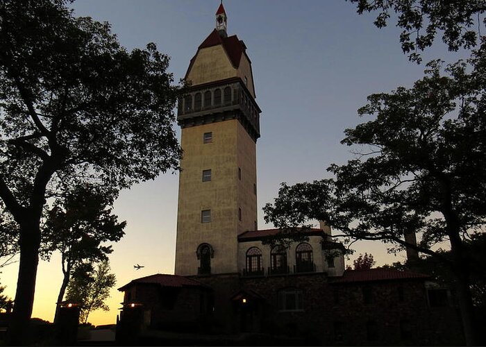 Heublein Tower Greeting Card featuring the photograph Heublein Tower Sunset by Stephen Melcher