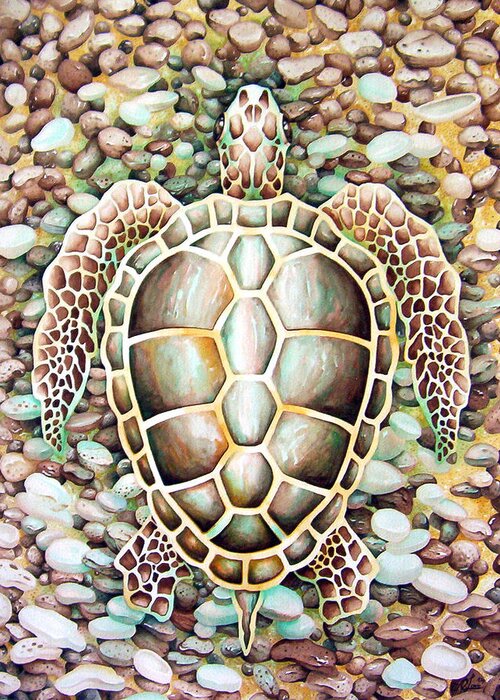 Loggerhead Greeting Card featuring the painting Hidden Loggerhead by William Love