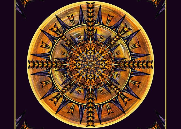 Mandala Greeting Card featuring the digital art Hieroglyph Moth Mandala 3 by Deborah Smith