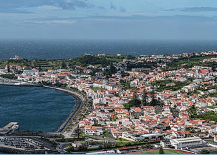 Photography Greeting Card featuring the photograph High Angle View Of Cityscape On Coast by Panoramic Images