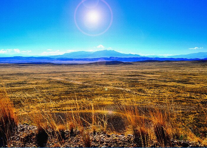 High Desert Greeting Card featuring the photograph High Desert with Flare by Lisa Holland-Gillem