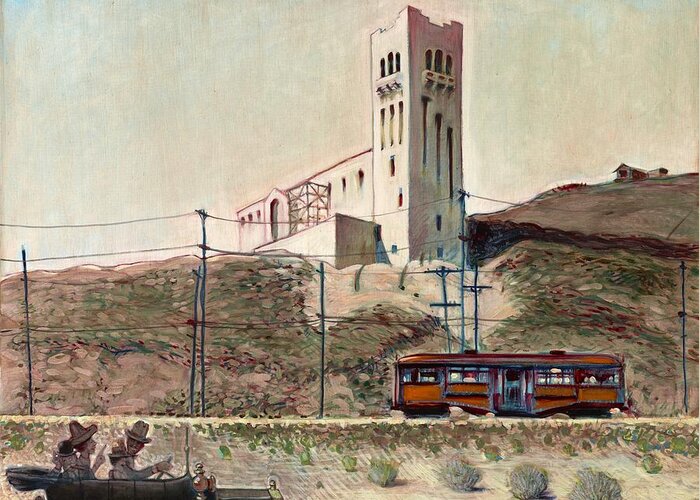 Southwest Museum Greeting Card featuring the painting Highland Park 1914 by John Reynolds